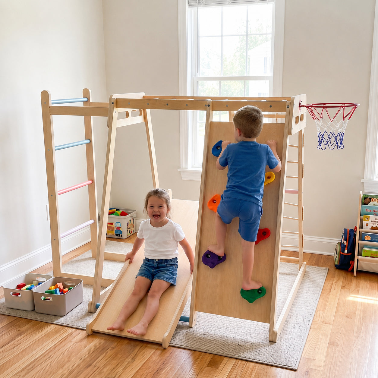 Swedish Heavy-Duty Wooden Indoor Jungle Gym