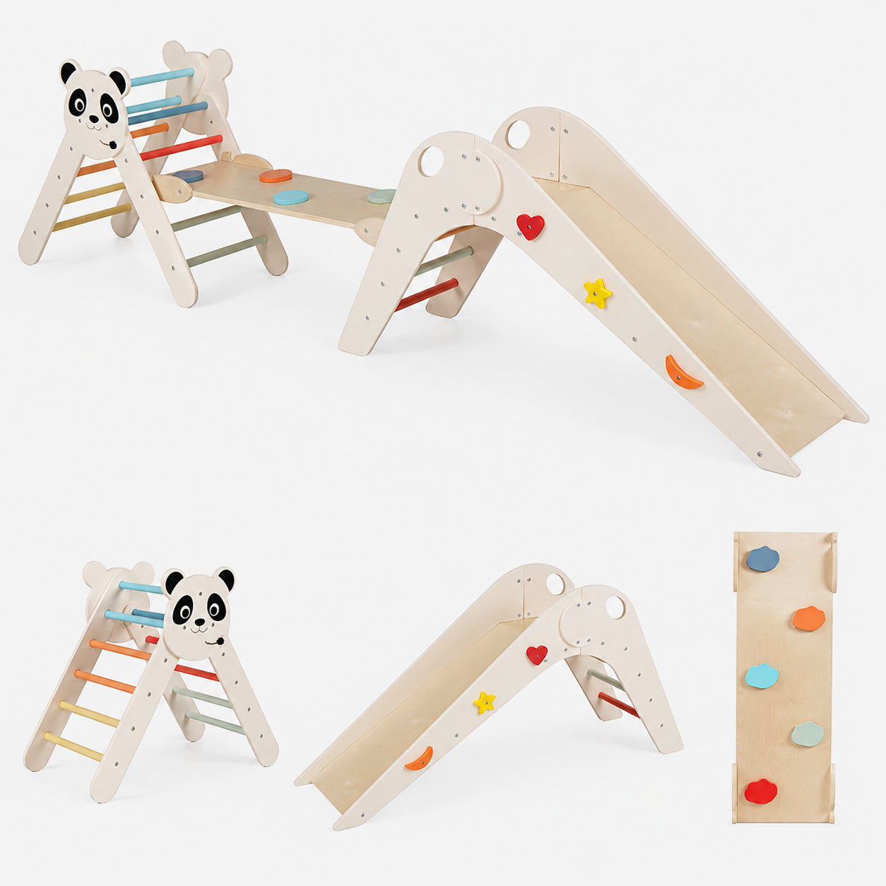 Panda Themed Foldable Wooden Climbing Triangle Set