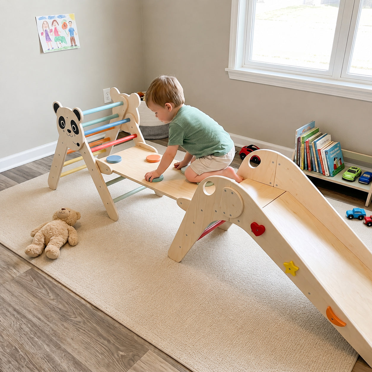 Panda Themed Foldable Wooden Climbing Triangle Set