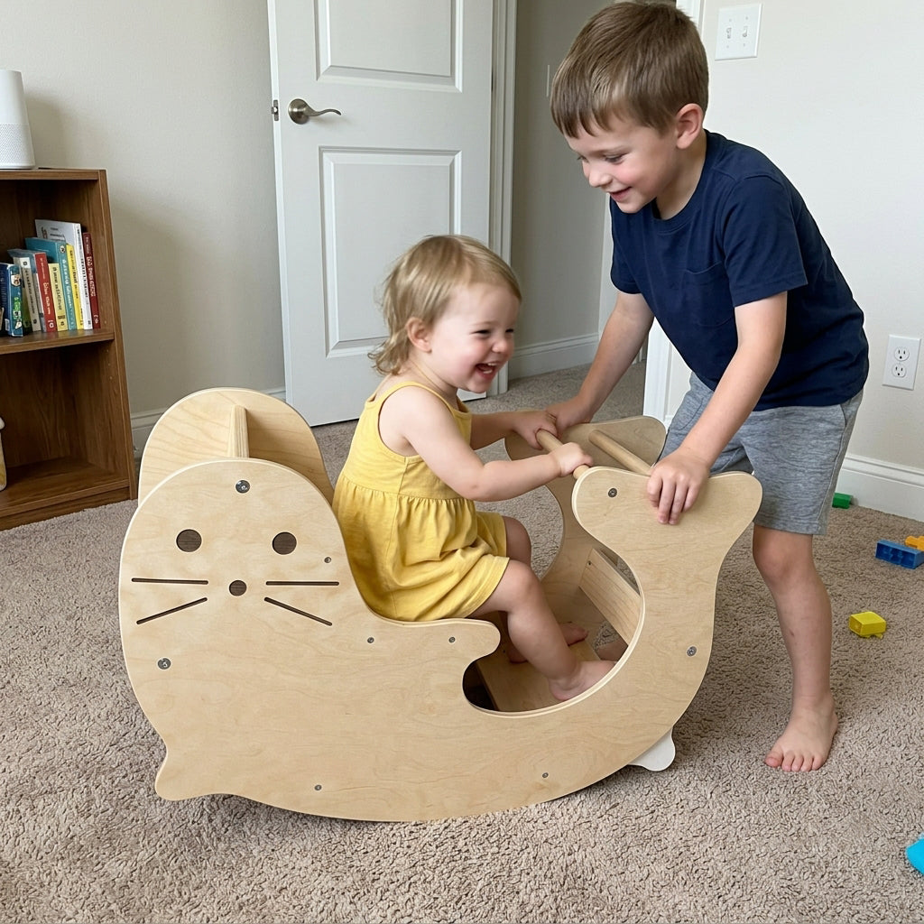 Toddler Indoor Climbing Playset with Reversible Slide & Rock Climb Ramp