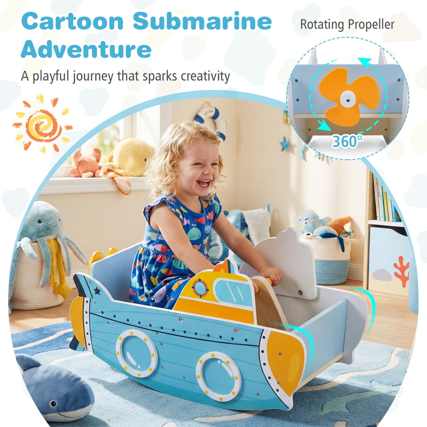 Submarine Wooden Climbing Arch & Rocker