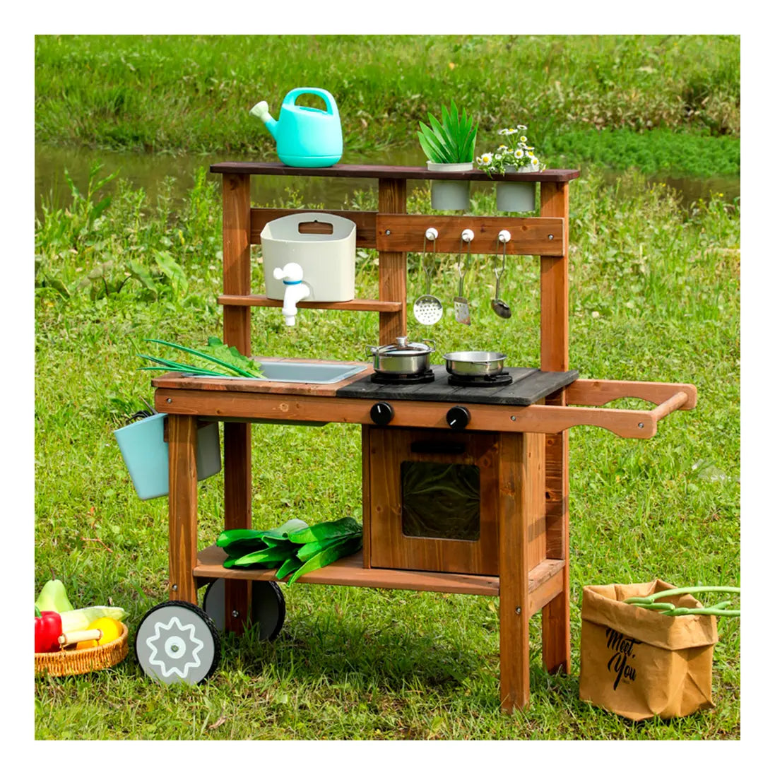 Wooden Outdoor Mud Kitchen Set