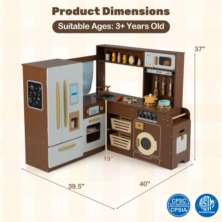 Corner L-Shaped Kids Kitchen Set with Lights & Sounds