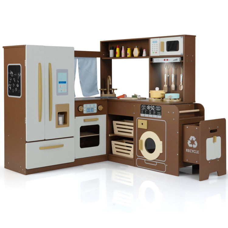 Corner L-Shaped Kids Kitchen Set with Lights & Sounds