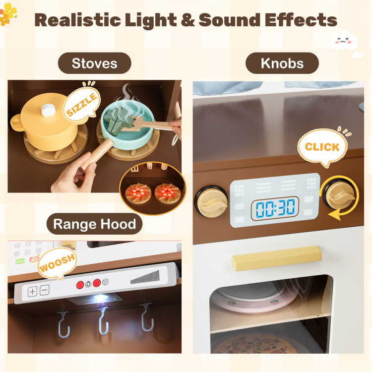 Corner L-Shaped Kids Kitchen Set with Lights & Sounds