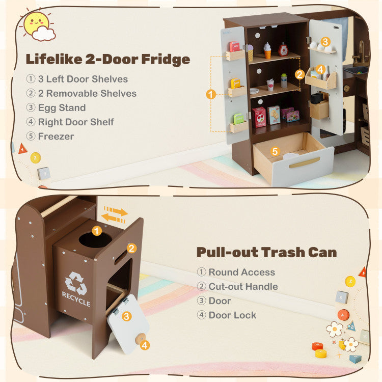Corner L-Shaped Kids Kitchen Set with Lights & Sounds