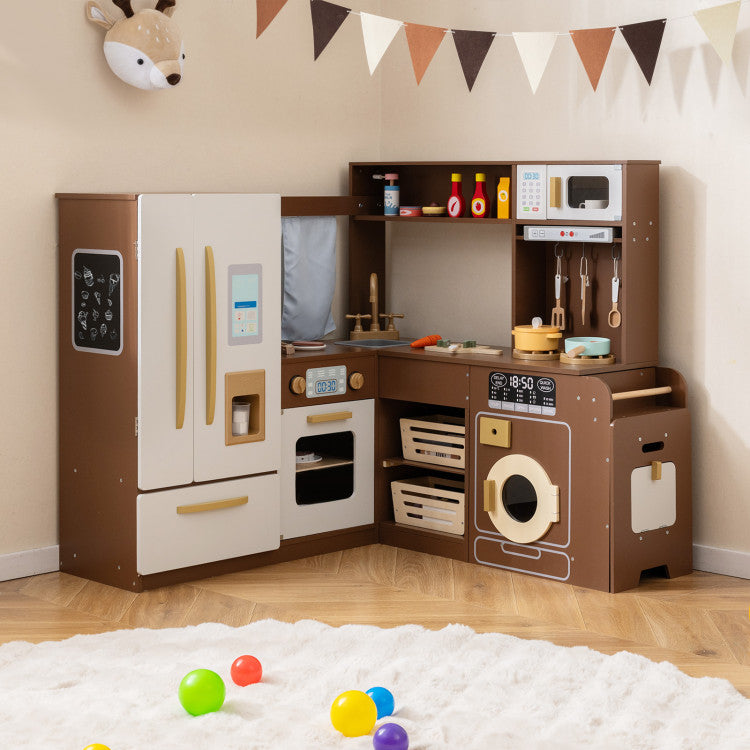 Corner L-Shaped Kids Kitchen Set with Lights & Sounds