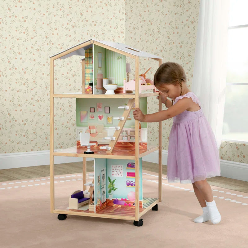 Mobile 360-Degree Mansion Dollhouse on Wheels