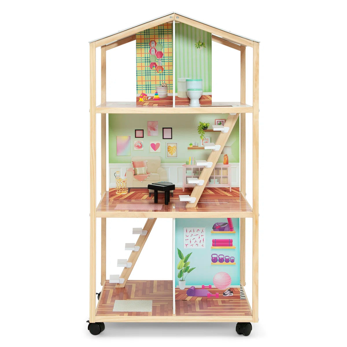 Mobile 360-Degree Mansion Dollhouse on Wheels