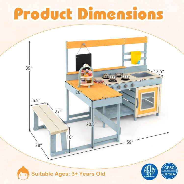 Kids Outdoor Play Complex with BBQ Grill & Picnic Table