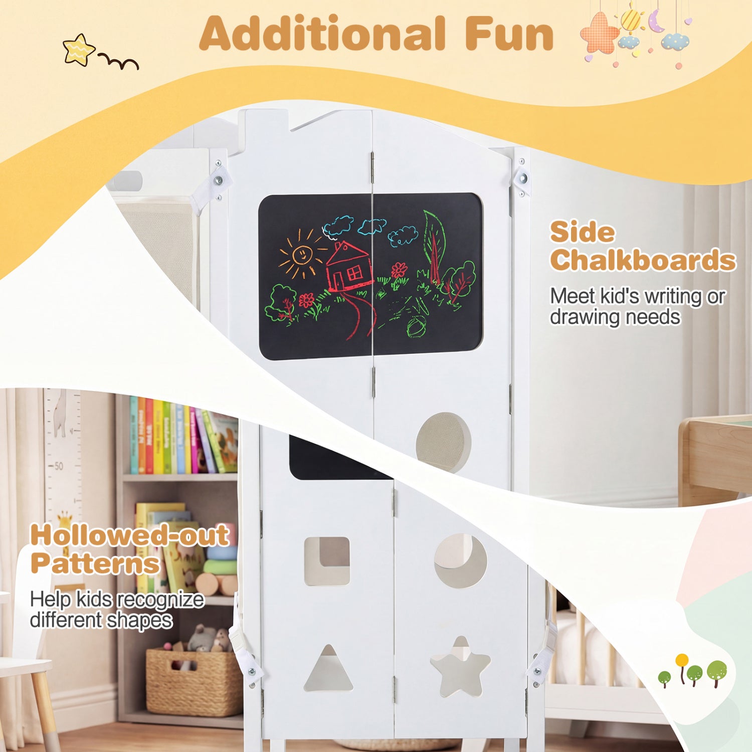 Foldable 2-Step Toddler Stool with Chalkboards