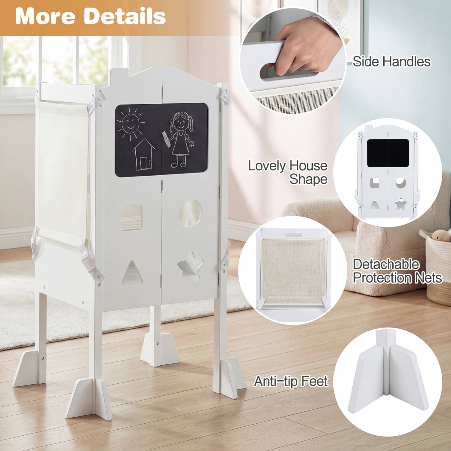 Foldable 2-Step Toddler Stool with Chalkboards