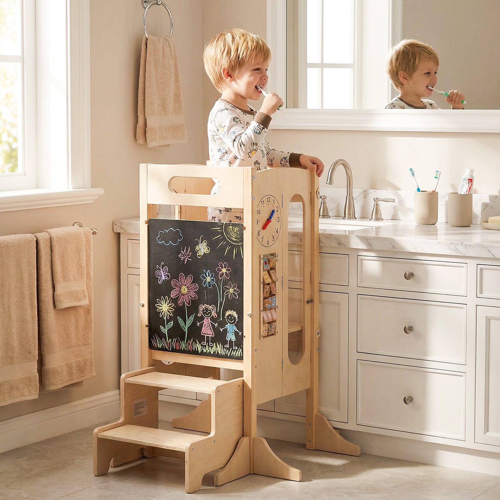 Foldable Toddler Tower with Safety Net