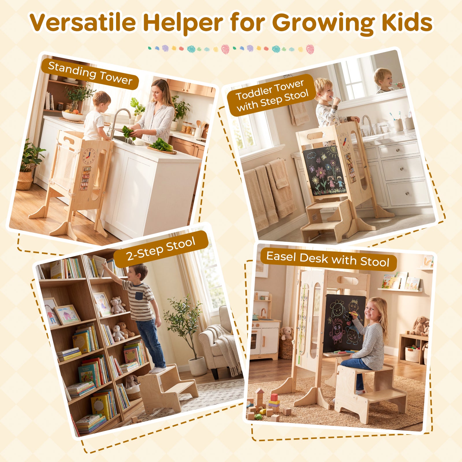 Foldable Toddler Tower with Safety Net