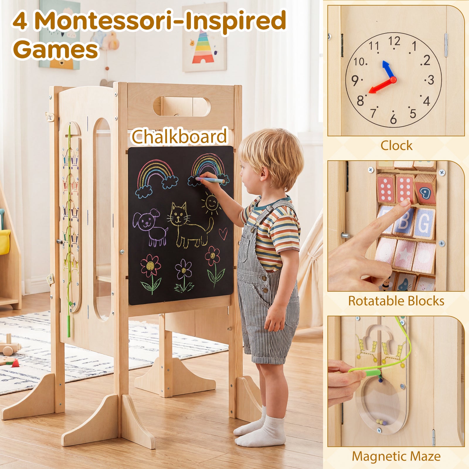 Foldable Toddler Tower with Safety Net