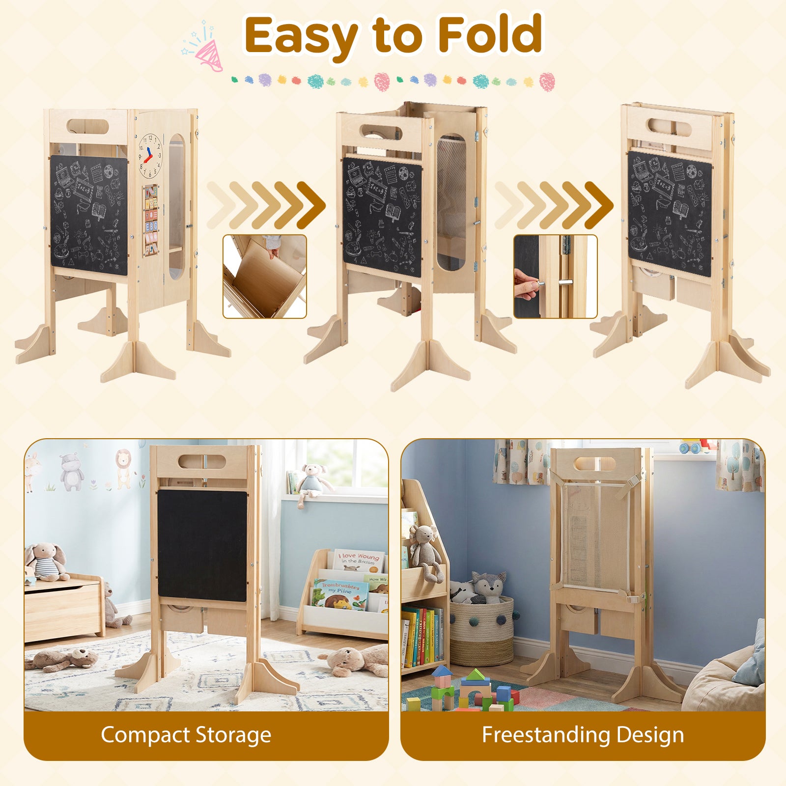 Foldable Toddler Tower with Safety Net