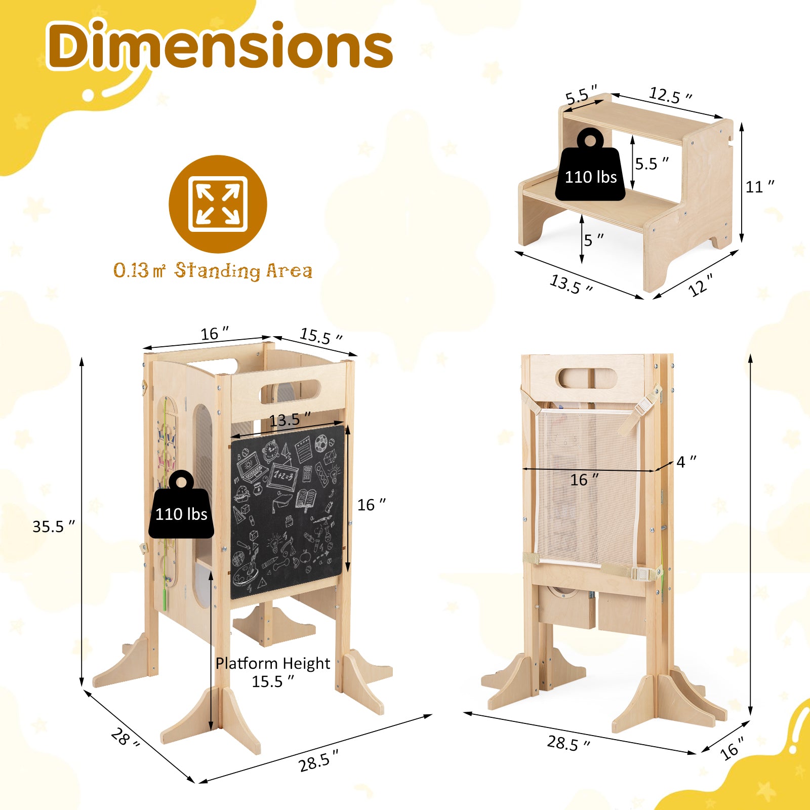 Foldable Toddler Tower with Safety Net