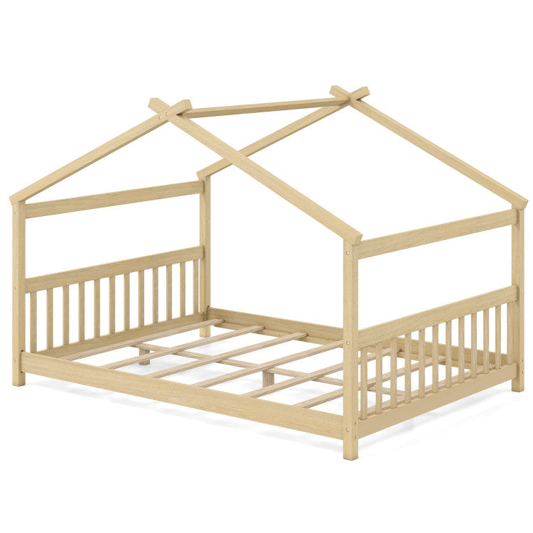 Twin Size Montessori House Floor Bed with Slat