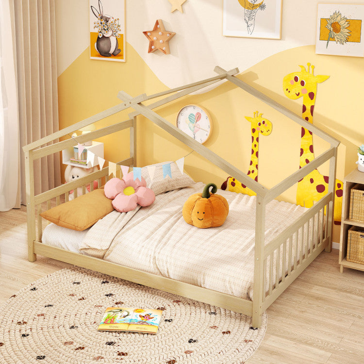 Twin Size Montessori House Floor Bed with Slat