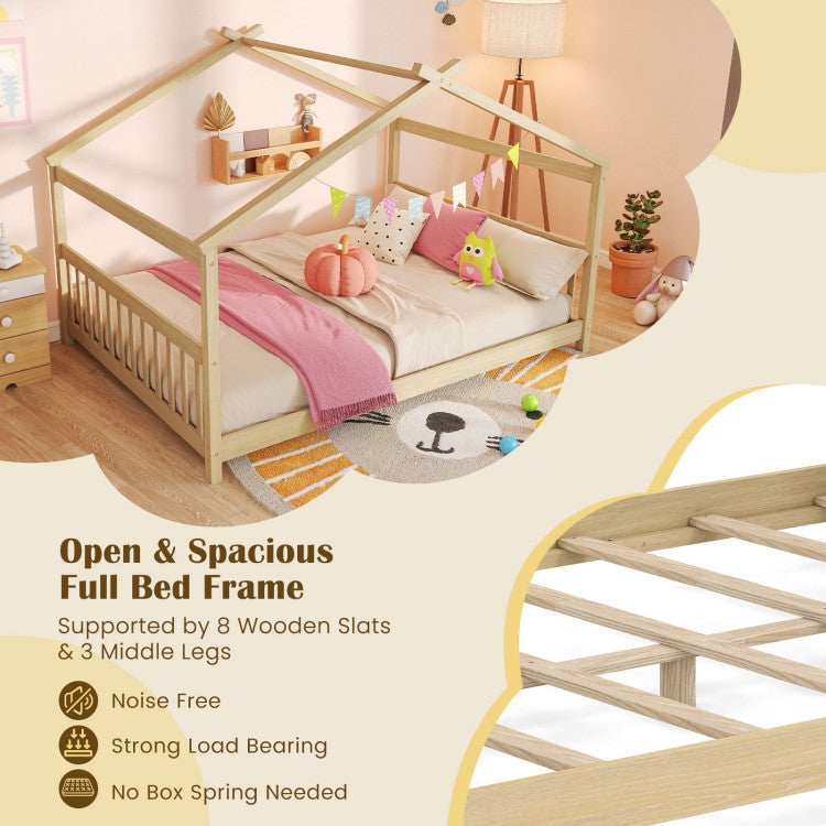 Twin Size Montessori House Floor Bed with Slat