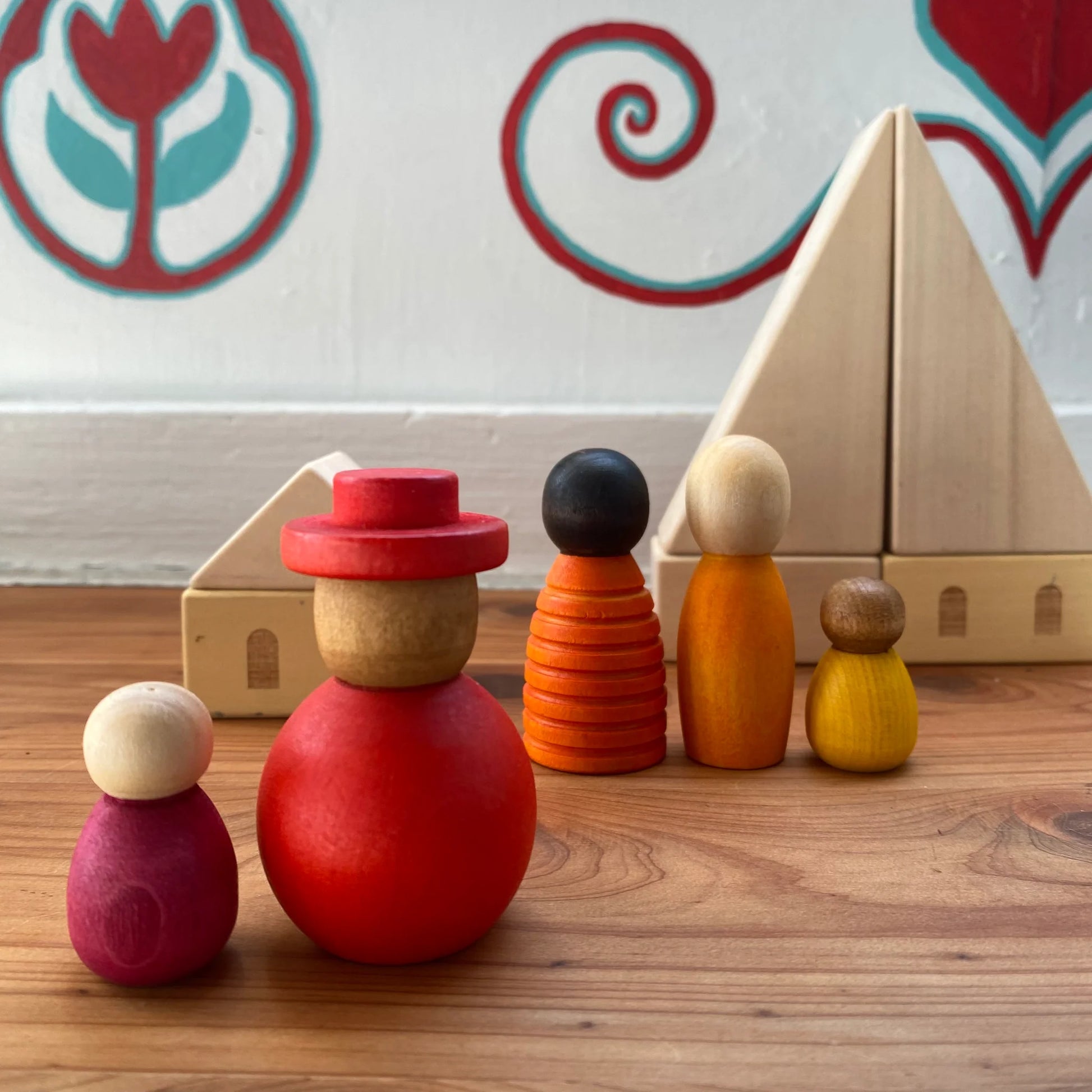 12-Piece Diverse Wooden Peg Dolls Set