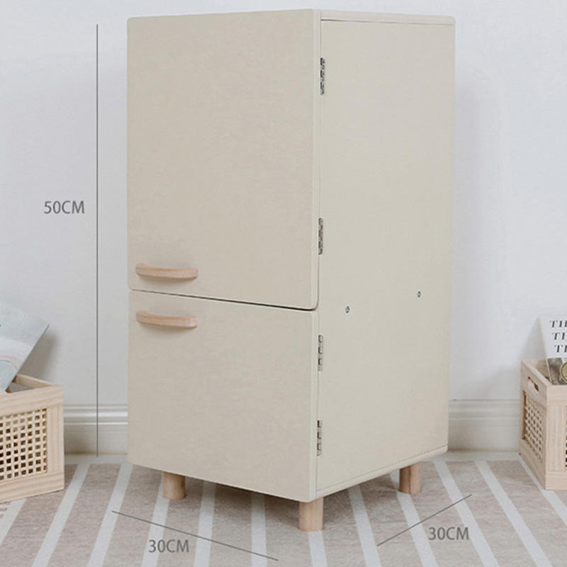 Wooden Mini Fridge Pretend Play Set with 12 Accessories