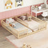 Children's room with a wooden bed, toys, and a desk.