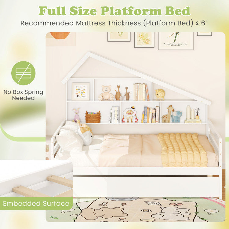 House-Shaped Daybed with Twin Size Trundle & Storage