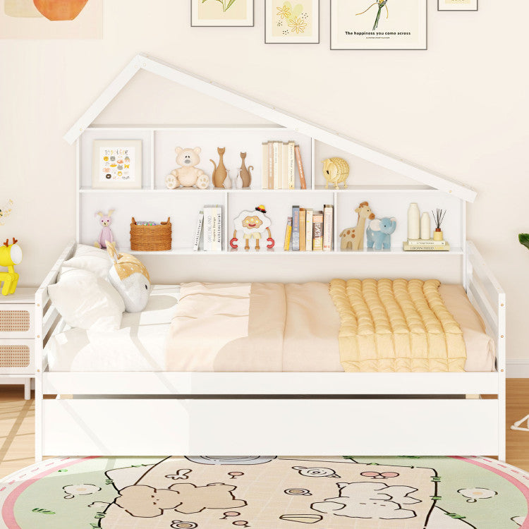 House-Shaped Daybed with Twin Size Trundle & Storage
