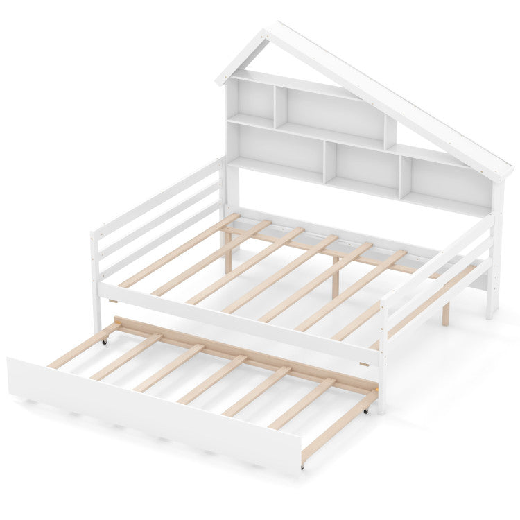 House-Shaped Daybed with Twin Size Trundle & Storage