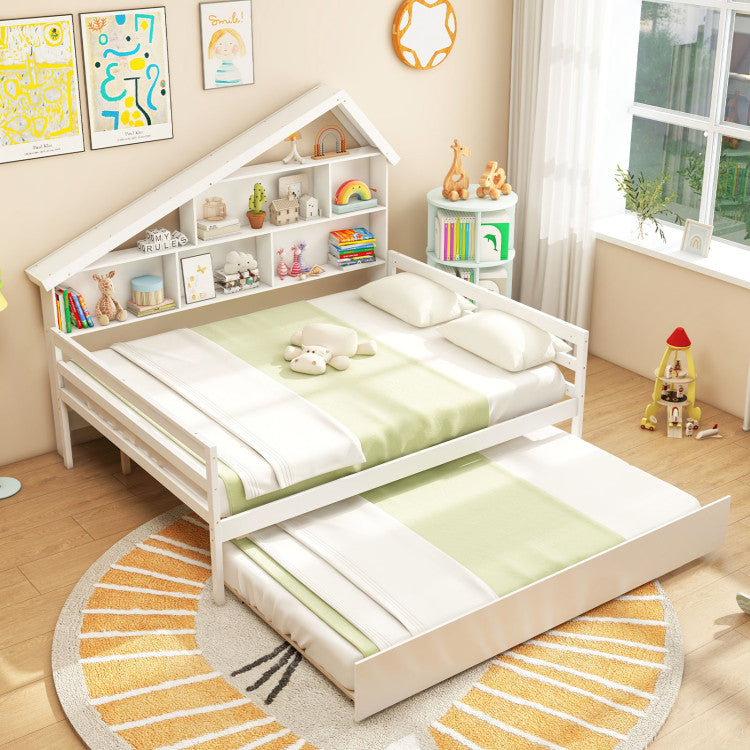 House-Shaped Daybed with Twin Size Trundle & Storage