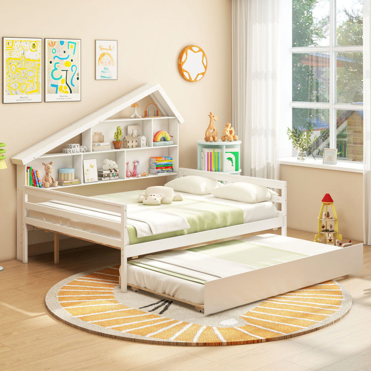 House-Shaped Daybed with Twin Size Trundle & Storage