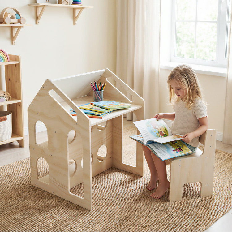 House Shaped Montessori Playroom Furniture Set for Toddlers