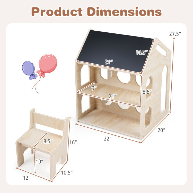 House Shaped Montessori Playroom Furniture Set for Toddlers