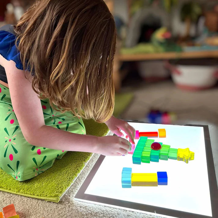 100-Piece Acrylic Rainbow Sensory Blocks with Tray