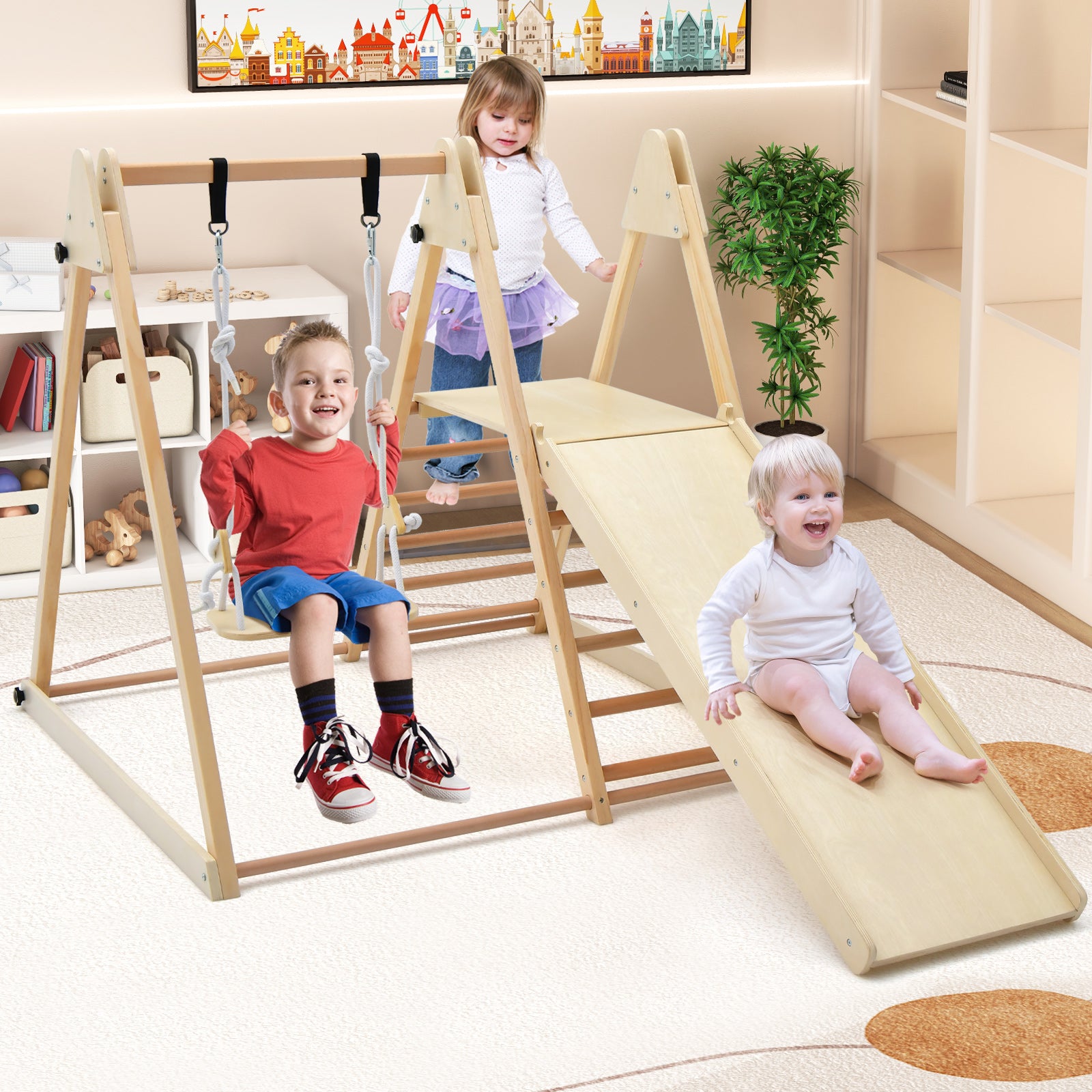 Montessori Wooden Indoor Jungle Gym