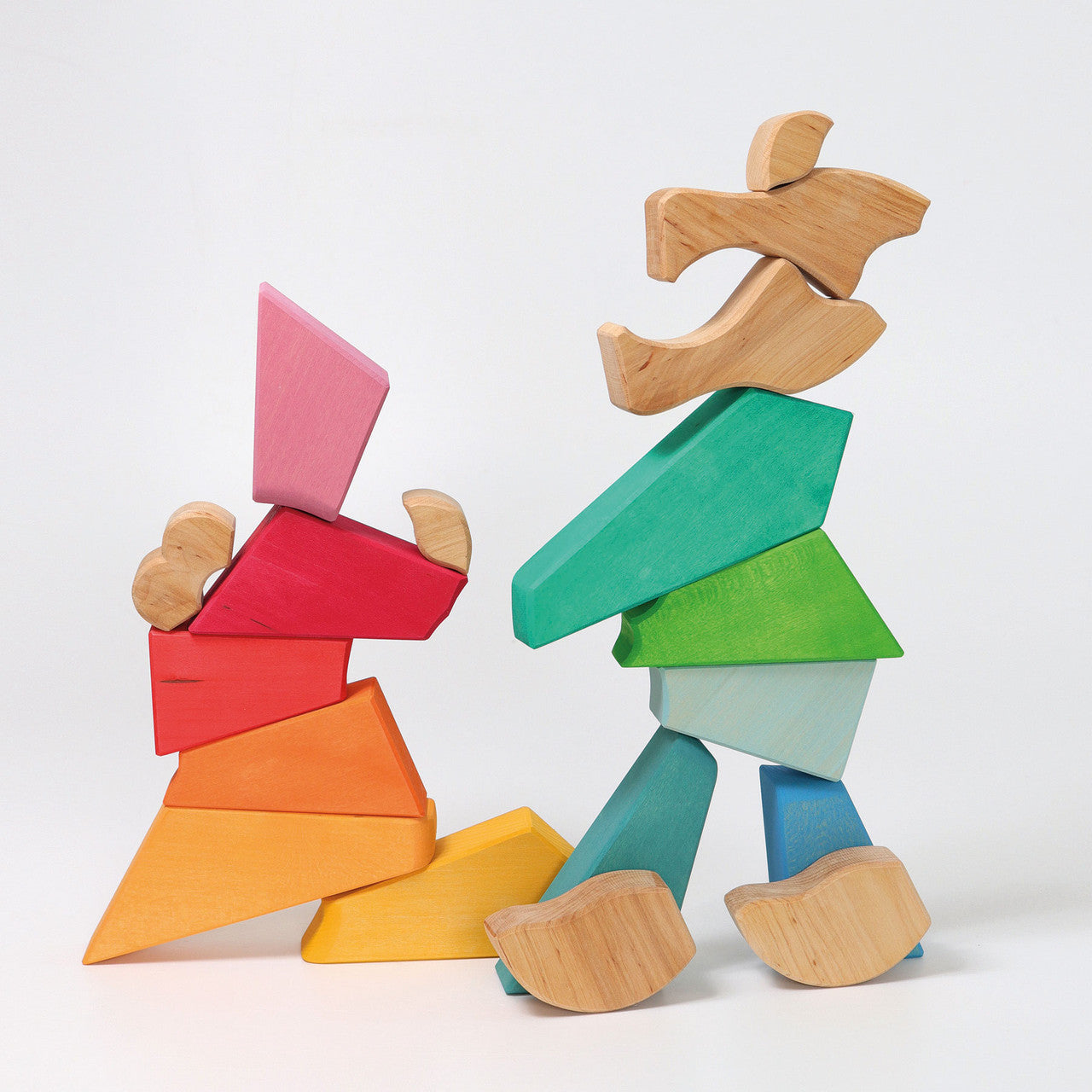 27-Piece Rainbow Lion Wooden Puzzle & Stacking Blocks