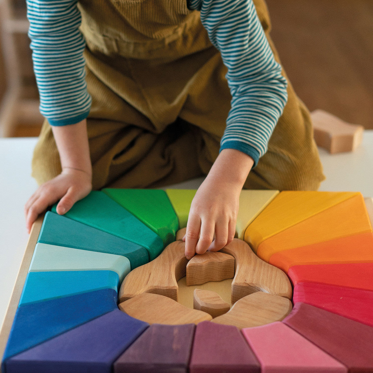 27-Piece Rainbow Lion Wooden Puzzle & Stacking Blocks