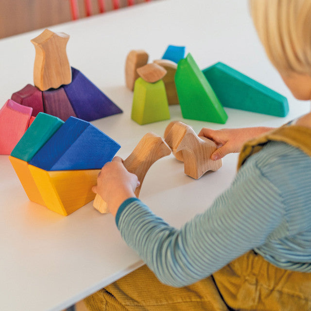 27-Piece Rainbow Lion Wooden Puzzle & Stacking Blocks