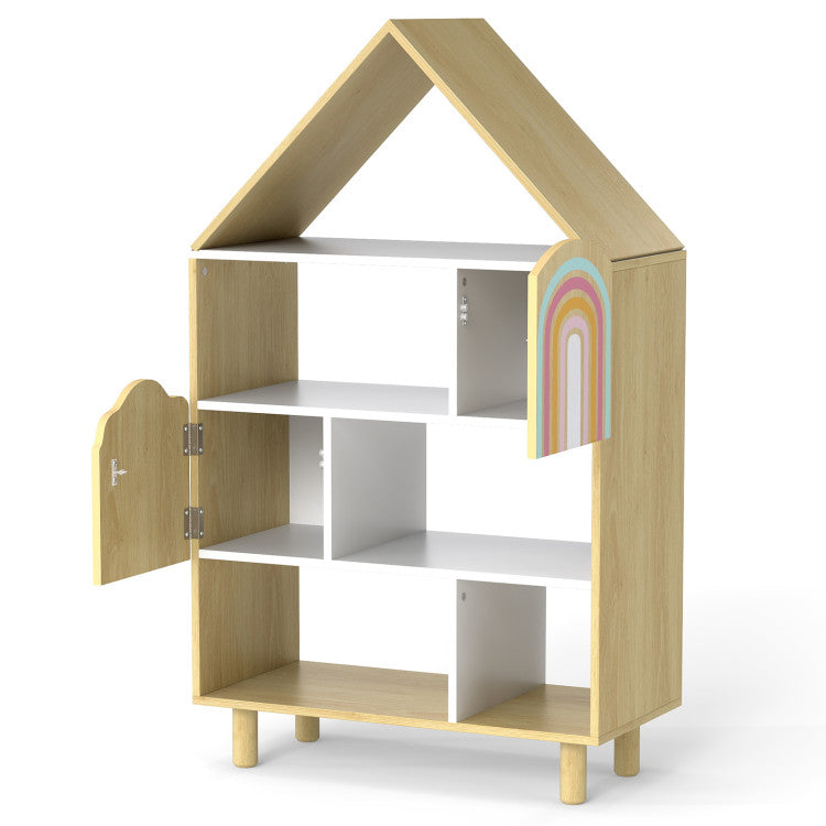 Wooden Dollhouse Bookshelf & Toy Organizer