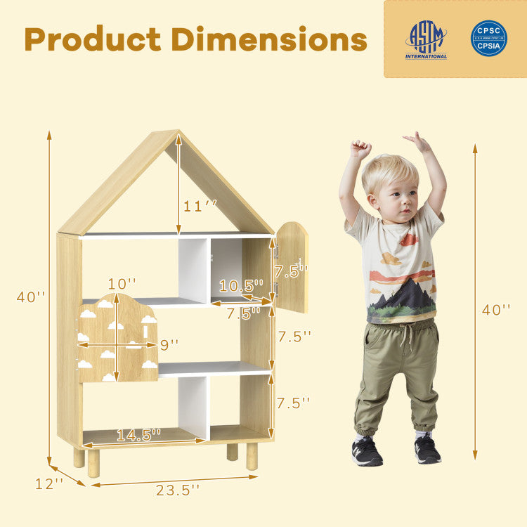 Wooden Dollhouse Bookshelf & Toy Organizer
