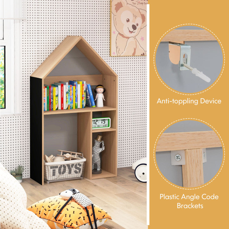 House Shaped Wooden Toddler Activity Table with Storage and Chair