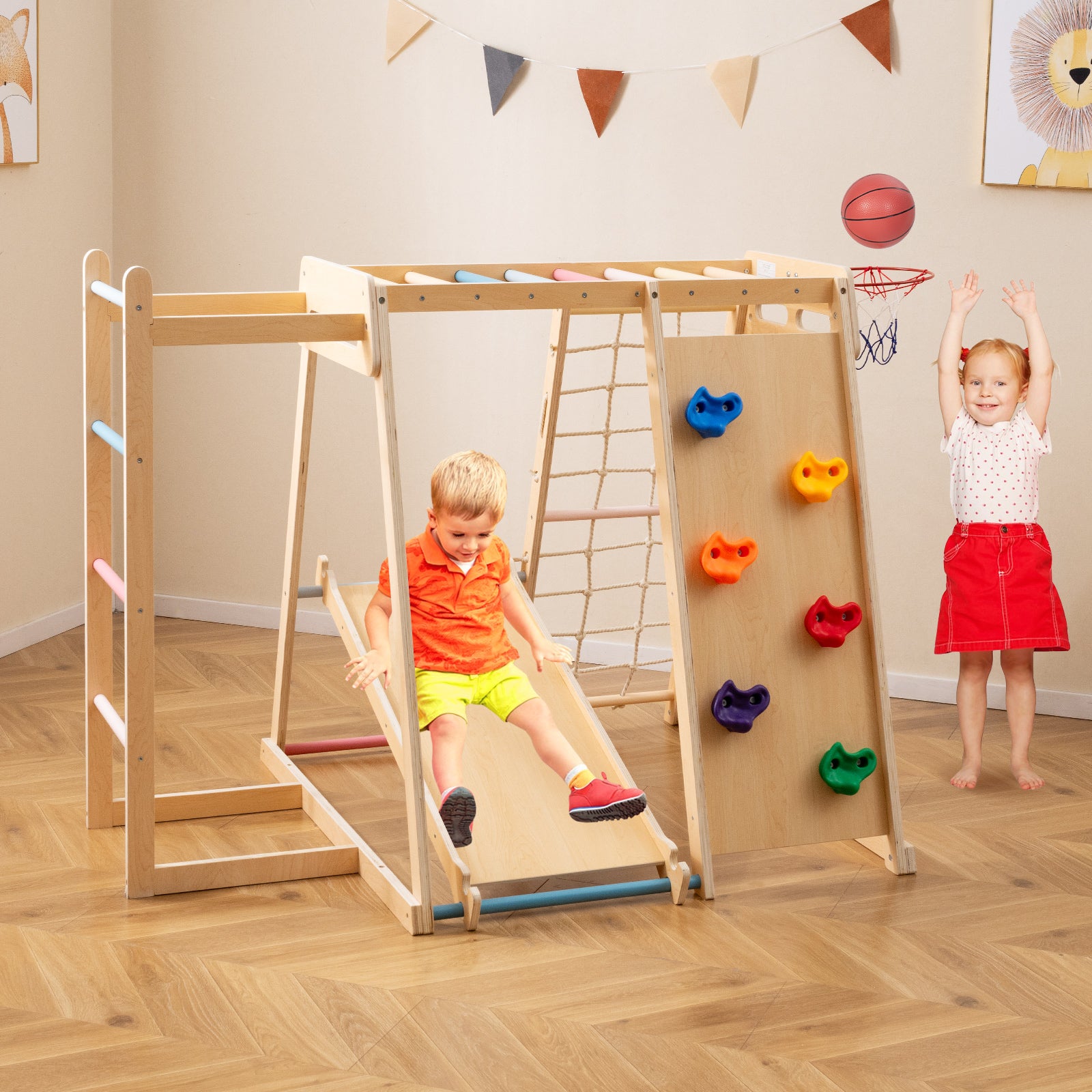 Swedish Heavy-Duty Wooden Indoor Jungle Gym