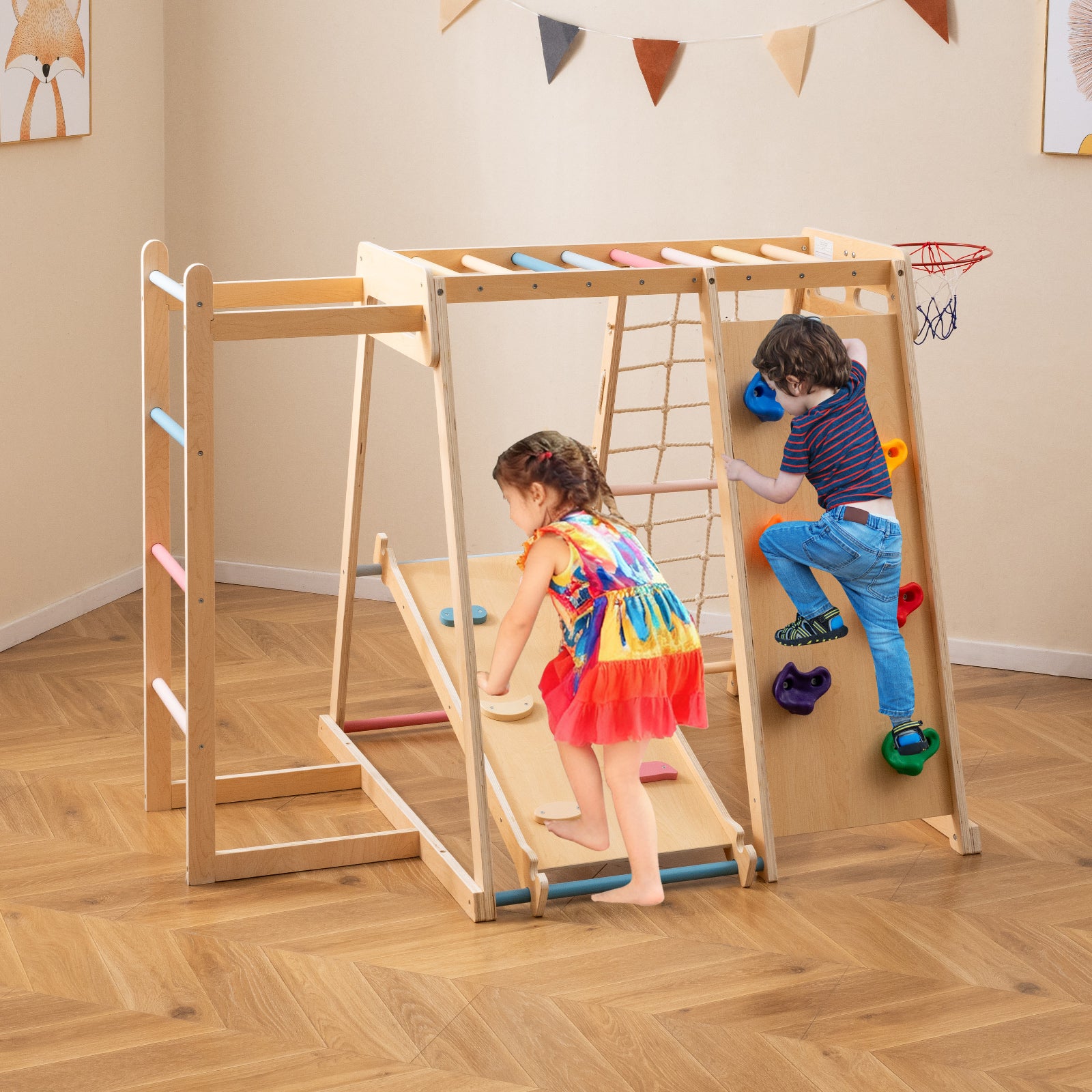 Swedish Heavy-Duty Wooden Indoor Jungle Gym