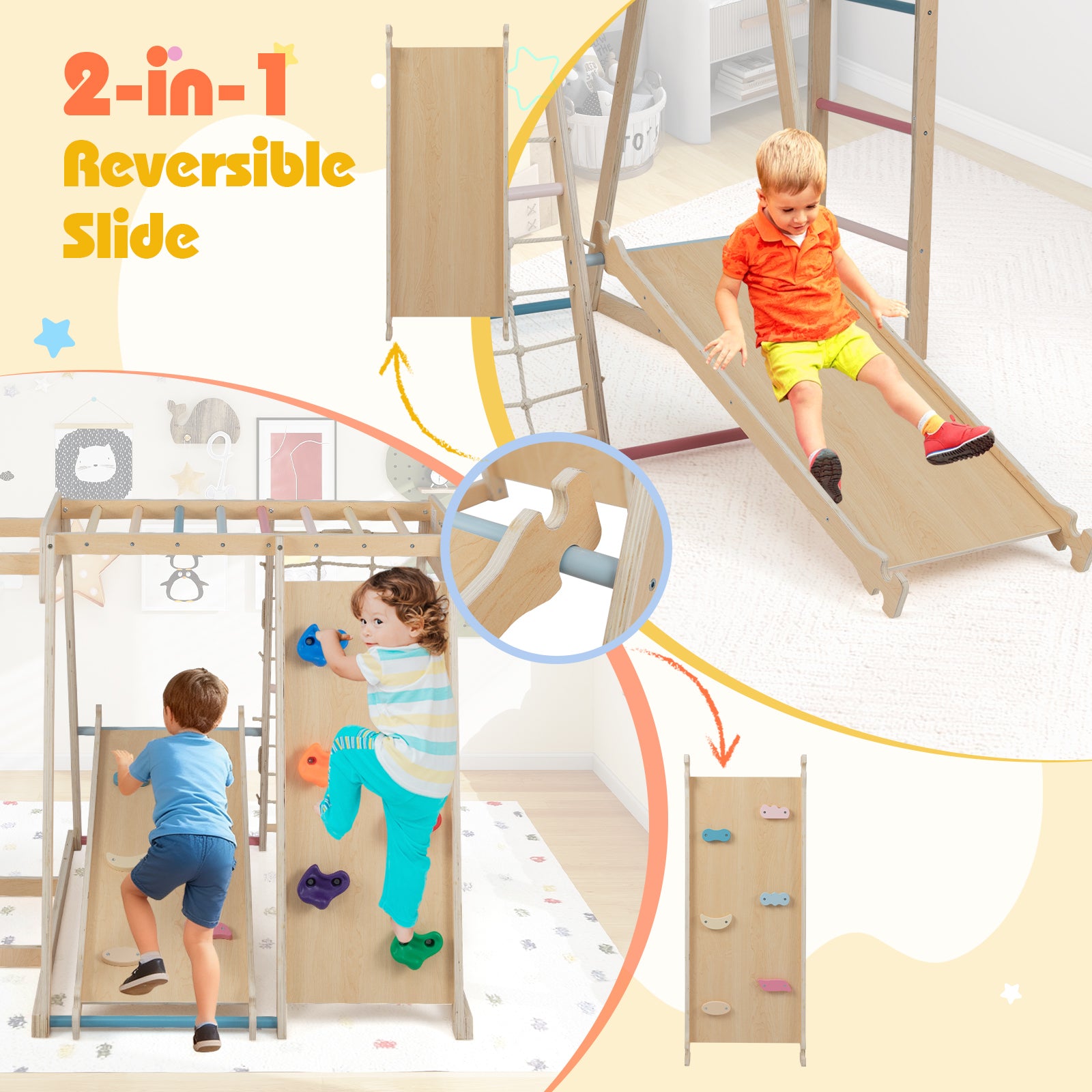 Swedish Heavy-Duty Wooden Indoor Jungle Gym