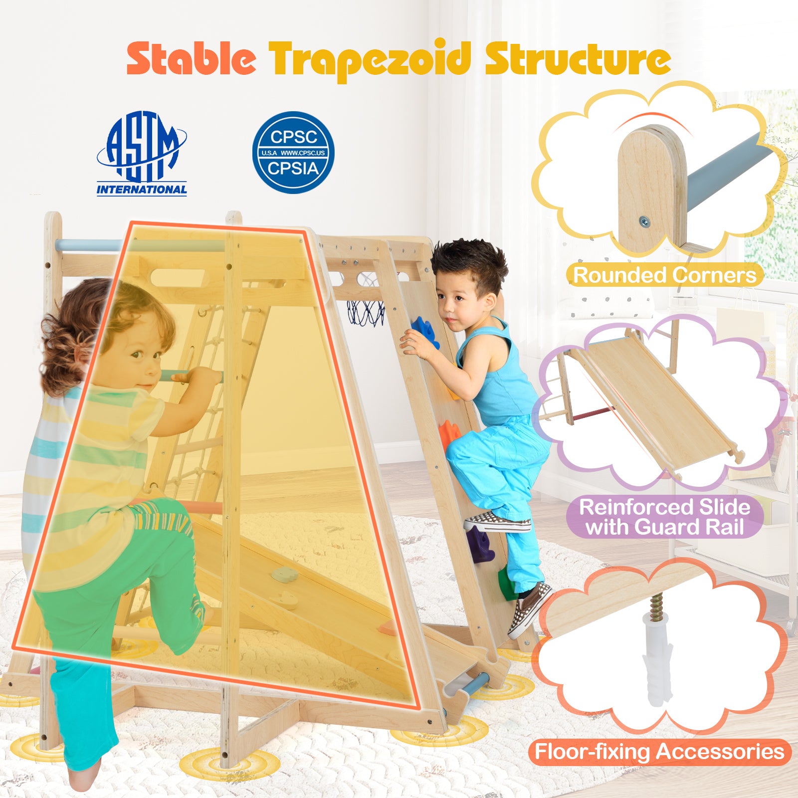 Swedish Heavy-Duty Wooden Indoor Jungle Gym