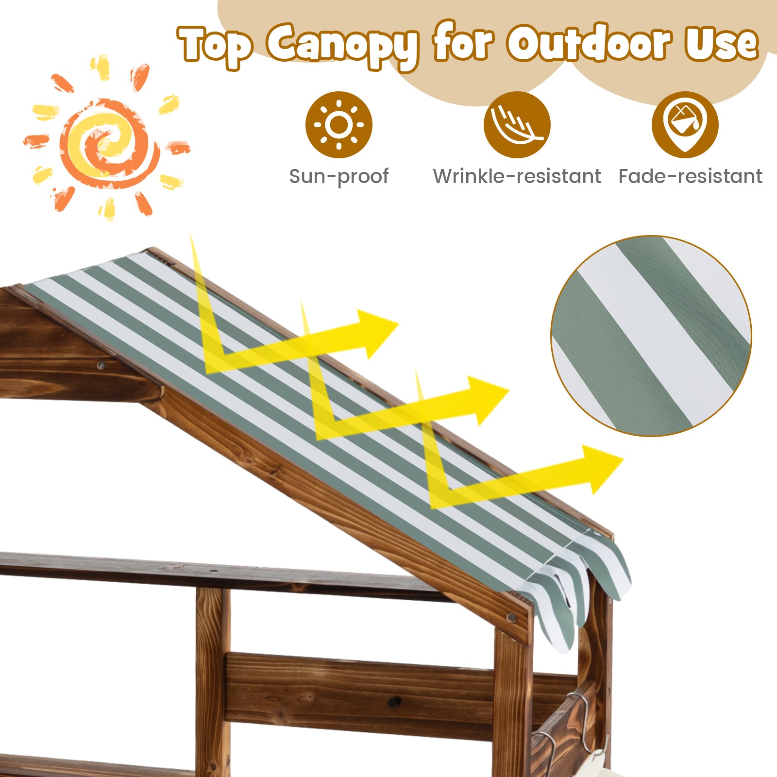 Outdoor Solid Wood Mud Kitchen with Canopy