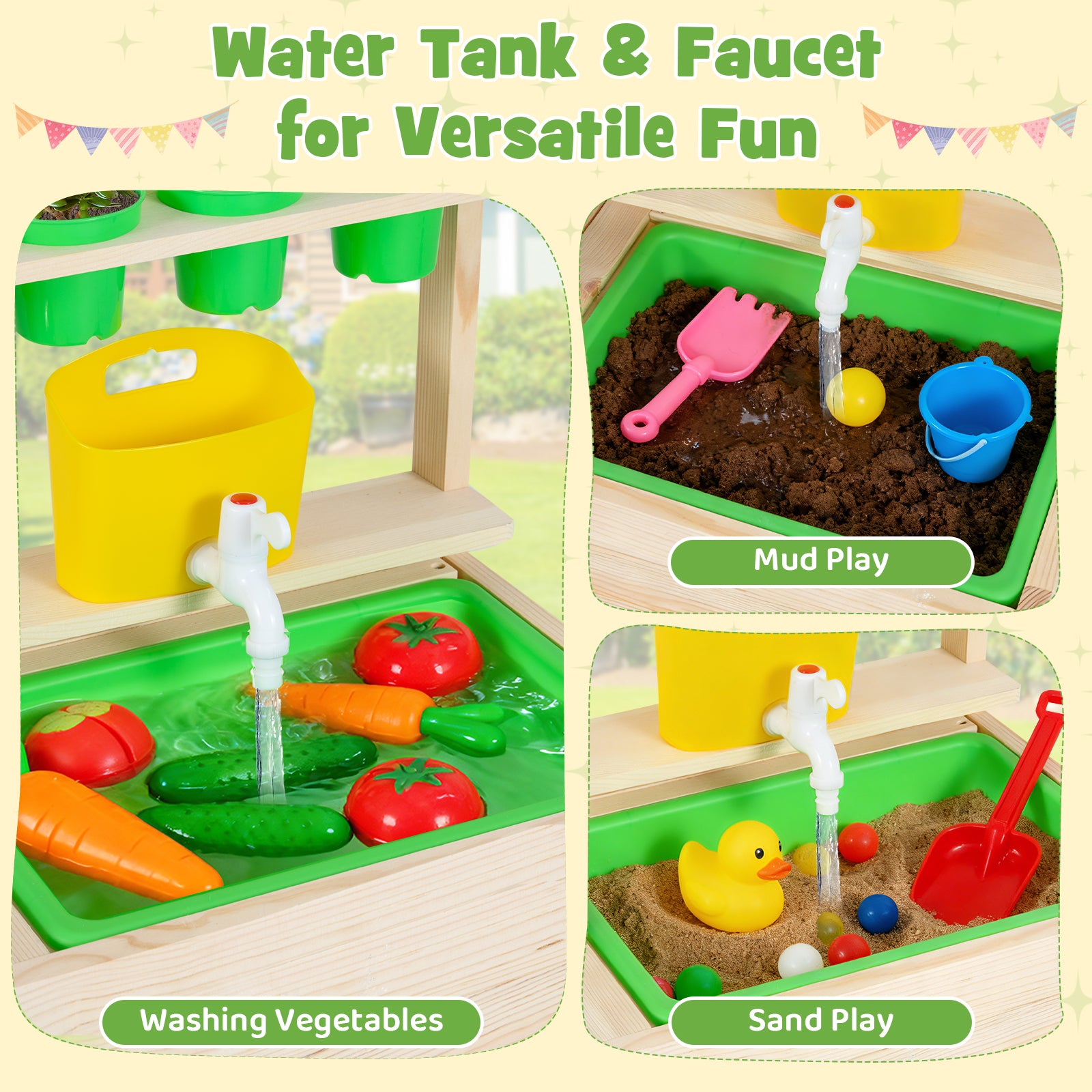 Wooden Kids Outdoor Mud Kitchen with Chalkboard