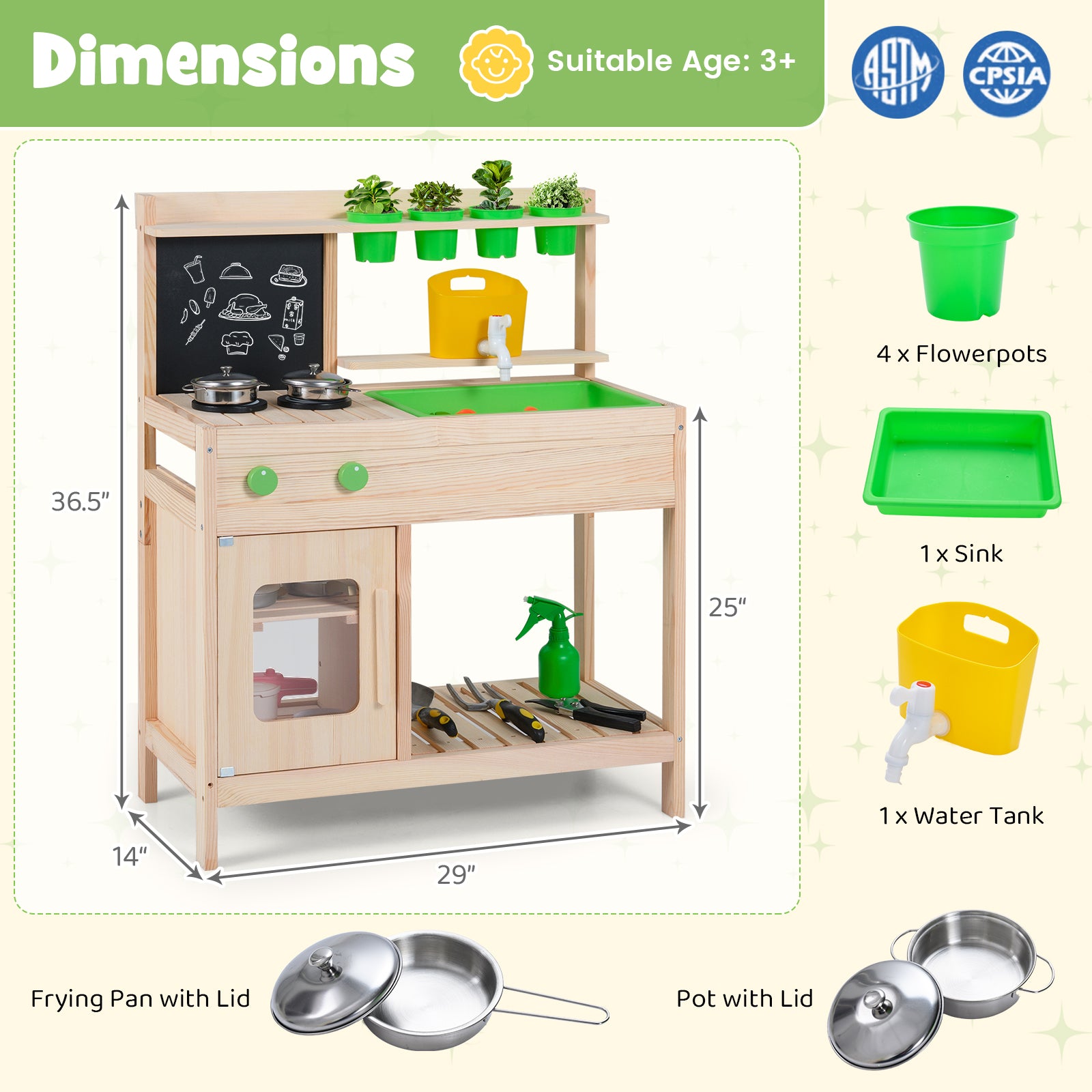 Wooden Kids Outdoor Mud Kitchen with Chalkboard