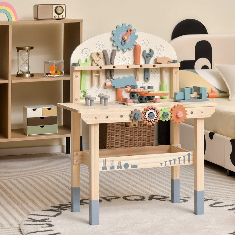Wooden Pretend Play Tool Bench for Toddlers